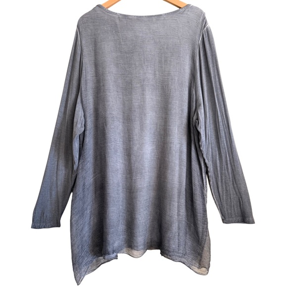 SOFT SURROUNDINGS Elegant Feminine Whimsical Embroidered Floral Chiffon Tunic 3X - Picture 8 of 9